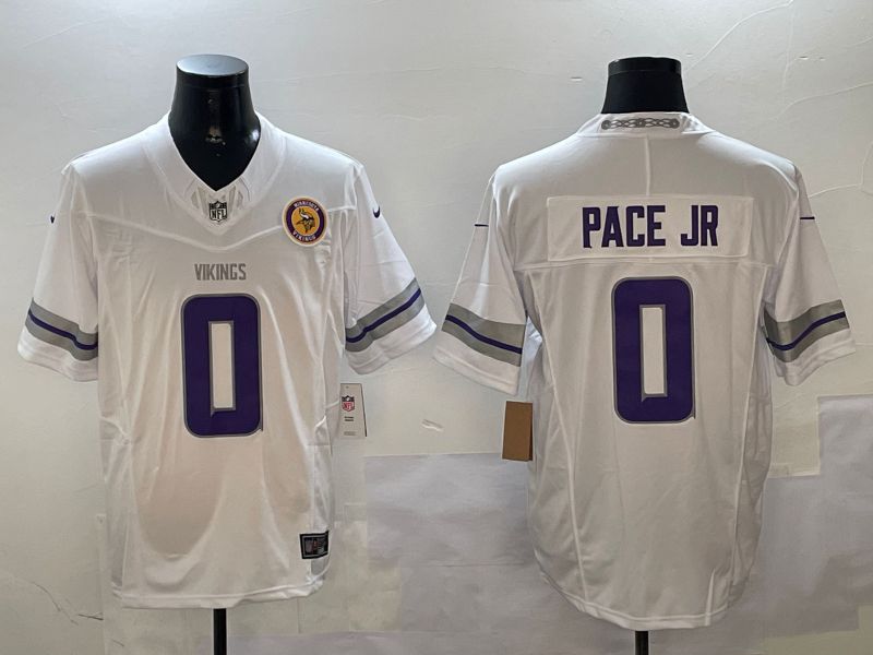 Men Minnesota Vikings #0 Pace jr White Throwback Three generation 2024 Nike Limited NFL Jersey style 2